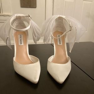 Valentine White Satin Steve Madden Heels